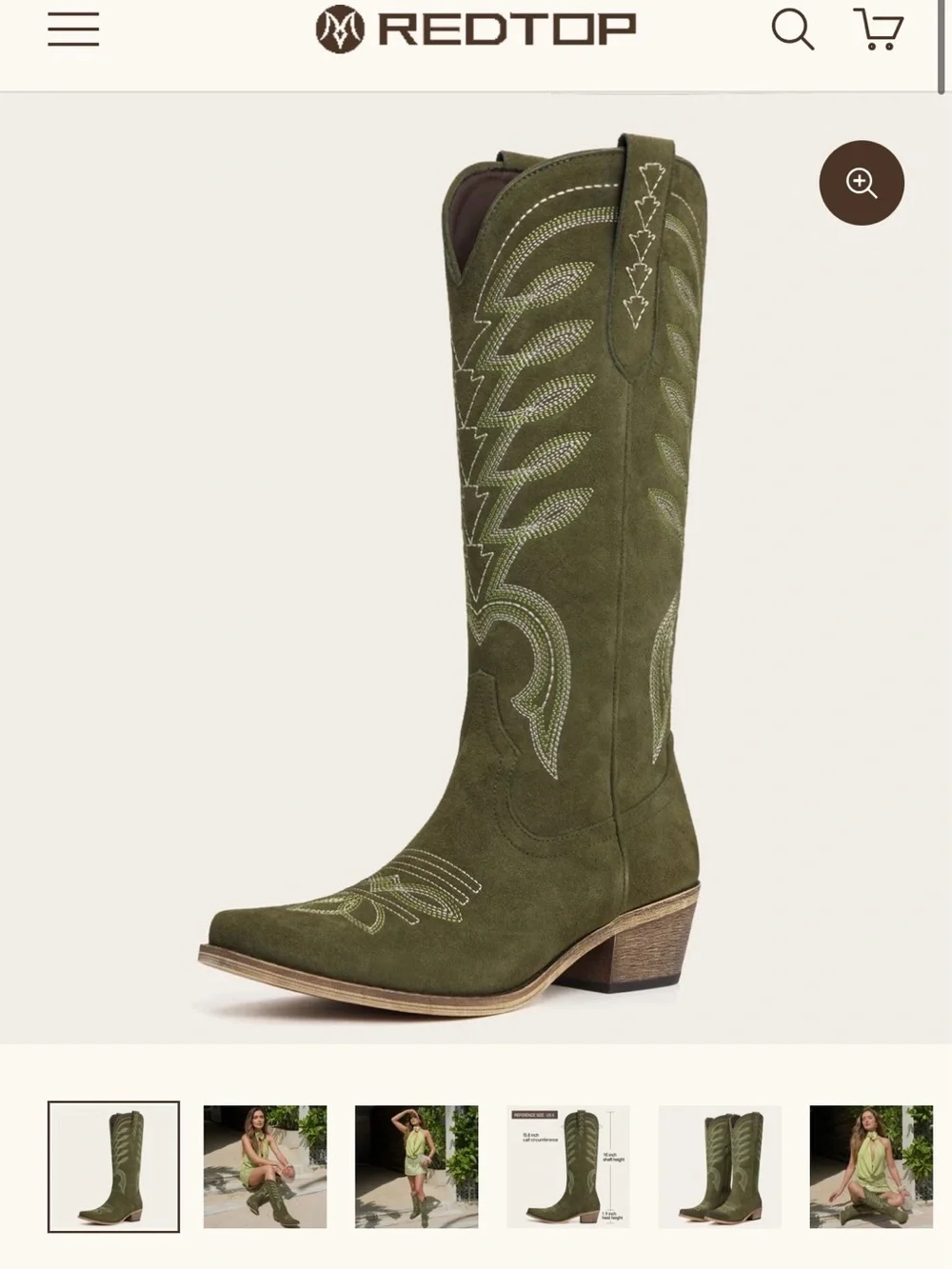 Women's RedTop Olive Suede Western Knee-High Boot